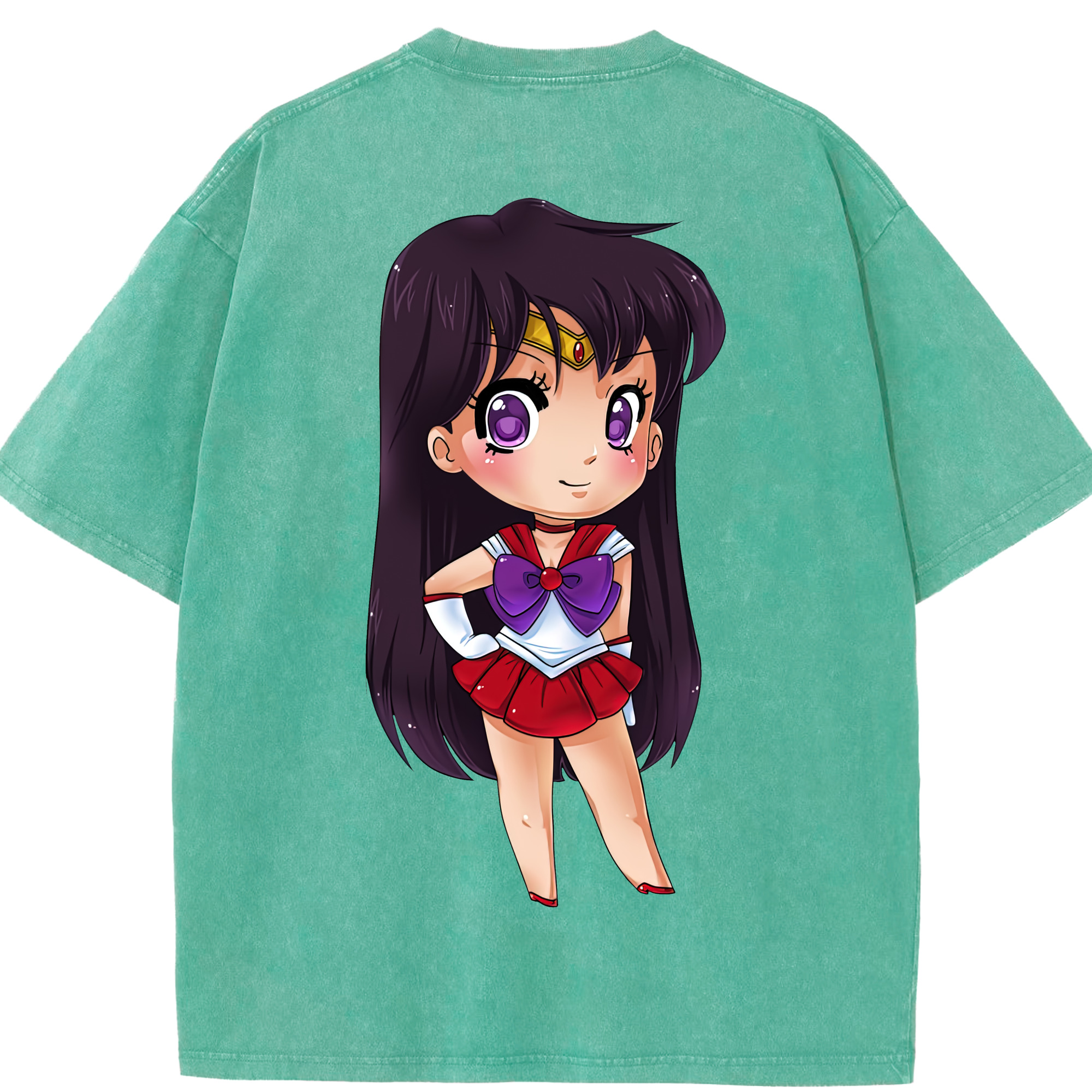 （画像用） 美少女戦士セーラームーン 火野レイ ひの レイ Sailor Moon Hino Rei （セーラーマーズ,Sailor Mars） 綿100% ヴィンテージ風 半袖Tシャツ（背面プリント）